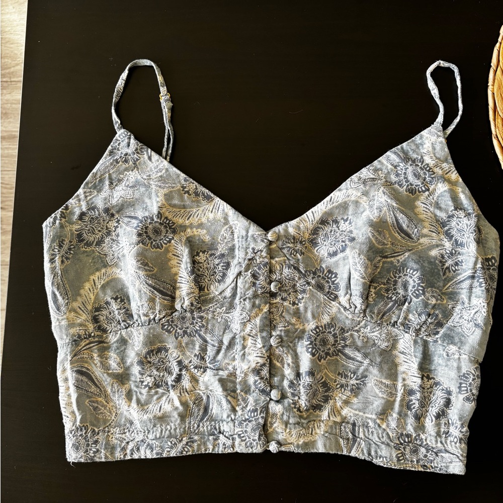 Muse Blue Floral Smocked Top